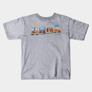 Greetings from Agra in India Vintage style retro souvenir Kids T-Shirt